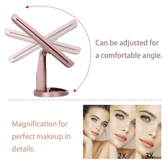 Tri-Fold Lighted Vanity Make-Up Mirror | LED Lights, Touch Screen, Magnification - Picture 4 of 6